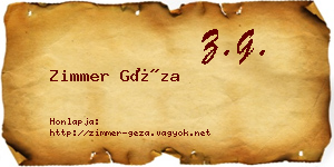 Zimmer Géza névjegykártya